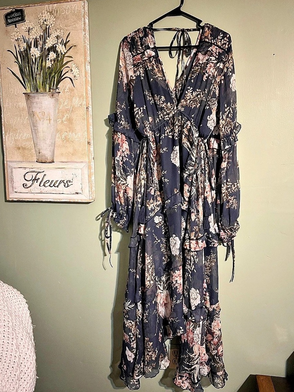 ASOS DESIGN Floral Maxi Dress in Blue & Pink Size 12 Like New